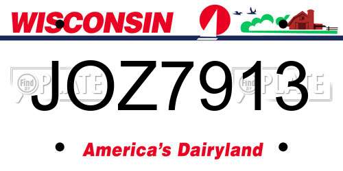 JOZ7913 Wisconsin License Plate