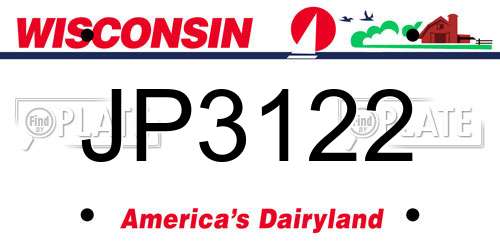 JP3122 Wisconsin License Plate