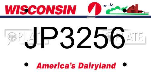 JP3256 Wisconsin License Plate