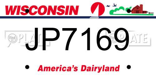 JP7169 Wisconsin License Plate