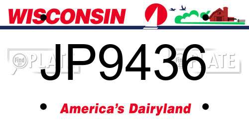 JP9436 Wisconsin License Plate