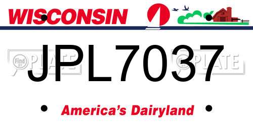 JPL7037 Wisconsin License Plate