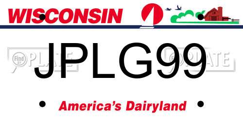 JPLG99 Wisconsin License Plate