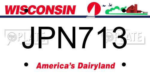 JPN713 Wisconsin License Plate