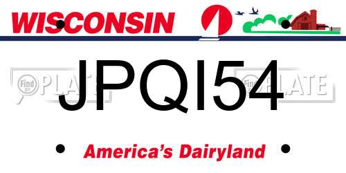 JPQI54 Wisconsin License Plate