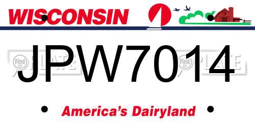 JPW7014 Wisconsin License Plate