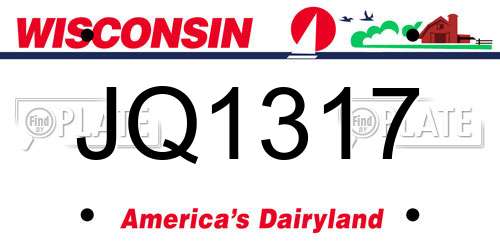 JQ1317 Wisconsin License Plate