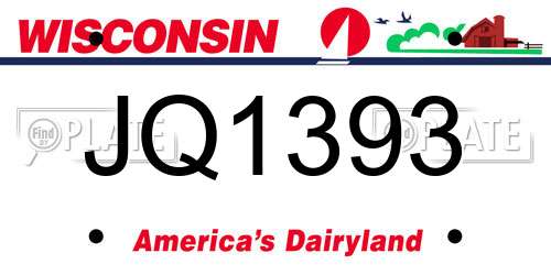 JQ1393 Wisconsin License Plate