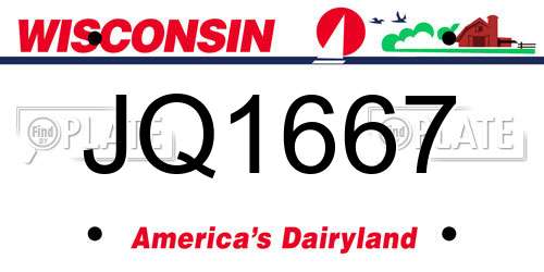 JQ1667 Wisconsin License Plate