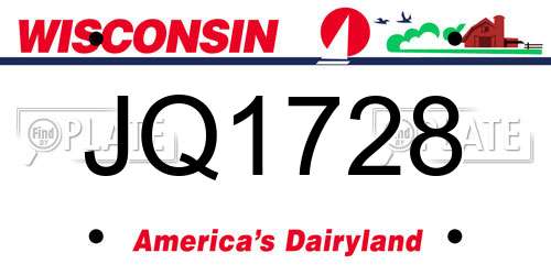 JQ1728 Wisconsin License Plate