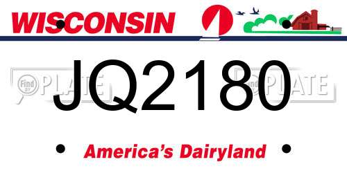 JQ2180 Wisconsin License Plate