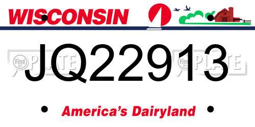 JQ22913 Wisconsin License Plate