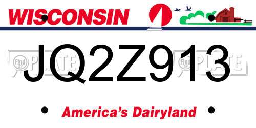 JQ2Z913 Wisconsin License Plate