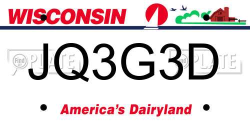 JQ3G3D Wisconsin License Plate