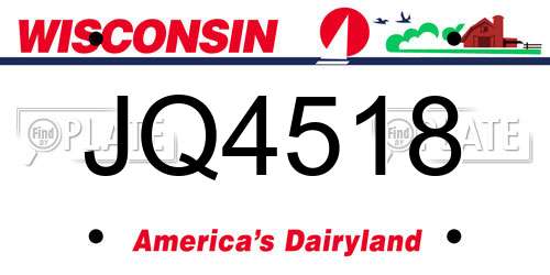 JQ4518 Wisconsin License Plate