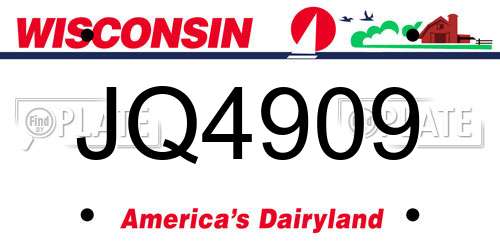 JQ4909 Wisconsin License Plate
