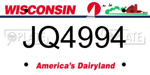 JQ4994 Wisconsin License Plate