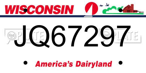 JQ67297 Wisconsin License Plate