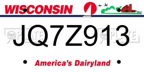 JQ7Z913 Wisconsin License Plate