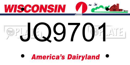 JQ9701 Wisconsin License Plate
