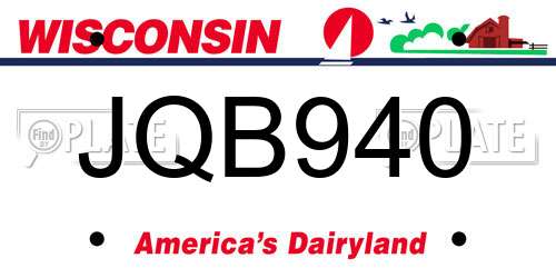 JQB940 Wisconsin License Plate