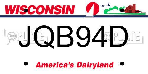 JQB94D Wisconsin License Plate