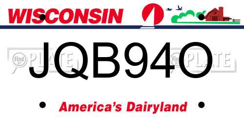 JQB94O Wisconsin License Plate