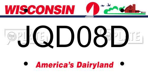 JQD08D Wisconsin License Plate