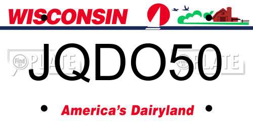 JQDO50 Wisconsin License Plate