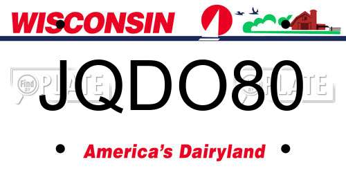 JQDO80 Wisconsin License Plate