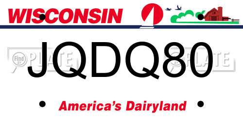 JQDQ80 Wisconsin License Plate