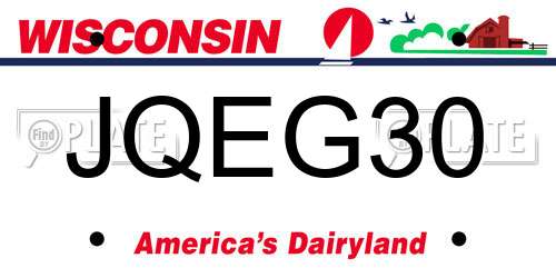 JQEG30 Wisconsin License Plate
