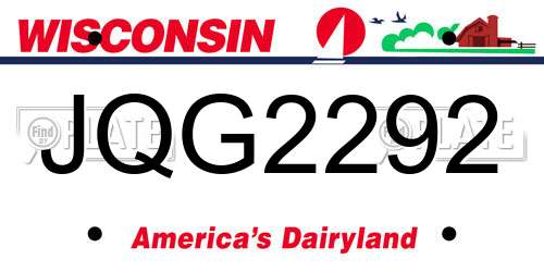 JQG2292 Wisconsin License Plate