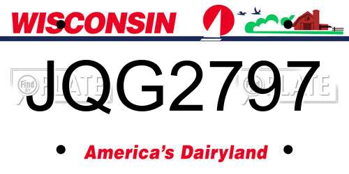 JQG2797 Wisconsin License Plate