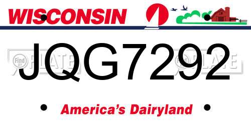 JQG7292 Wisconsin License Plate