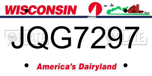 JQG7297 Wisconsin License Plate