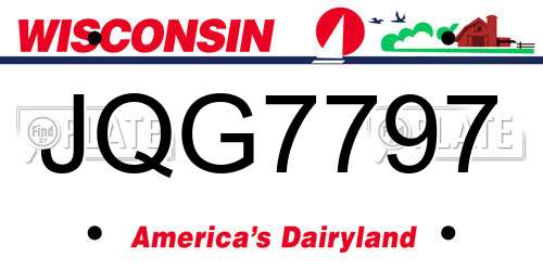 JQG7797 Wisconsin License Plate