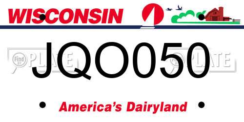 JQO050 Wisconsin License Plate