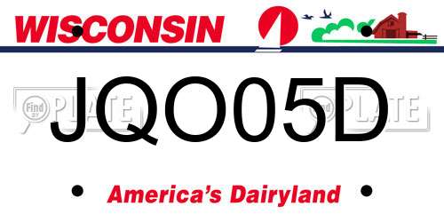 JQO05D Wisconsin License Plate