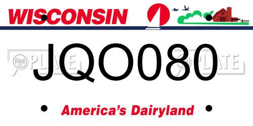 JQO080 Wisconsin License Plate