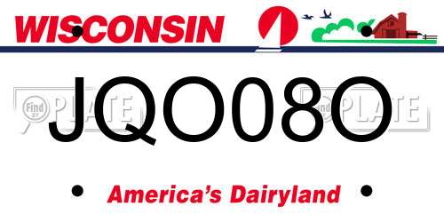 JQO08O Wisconsin License Plate