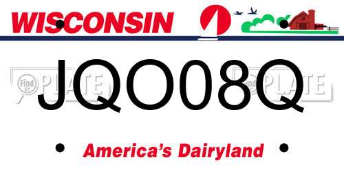 JQO08Q Wisconsin License Plate