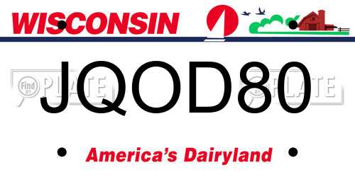 JQOD80 Wisconsin License Plate