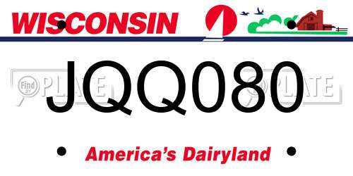 JQQ080 Wisconsin License Plate