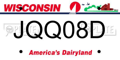 JQQ08D Wisconsin License Plate
