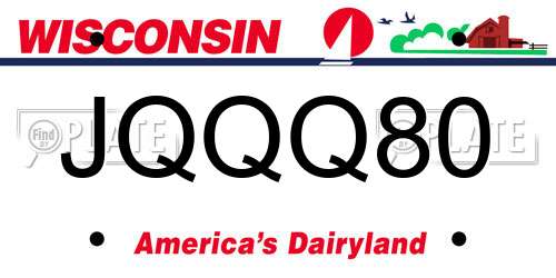 JQQQ80 Wisconsin License Plate