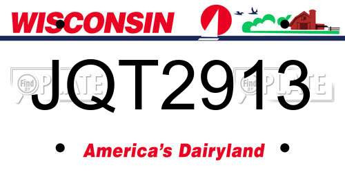 JQT2913 Wisconsin License Plate