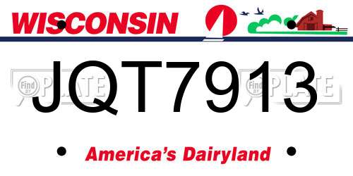 JQT7913 Wisconsin License Plate