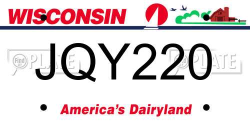 JQY220 Wisconsin License Plate