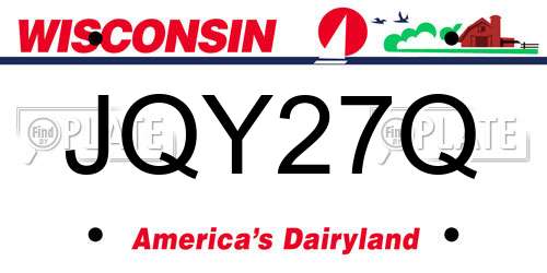 JQY27Q Wisconsin License Plate